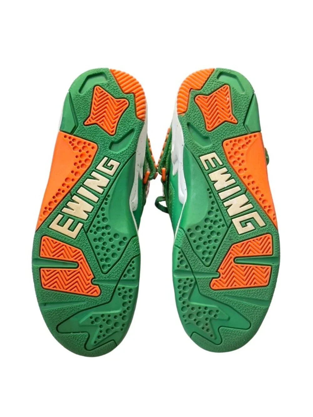 PATRICK EWING FOCUS Mens Shoes Green Orange Leather High-top Sneaker Basketball